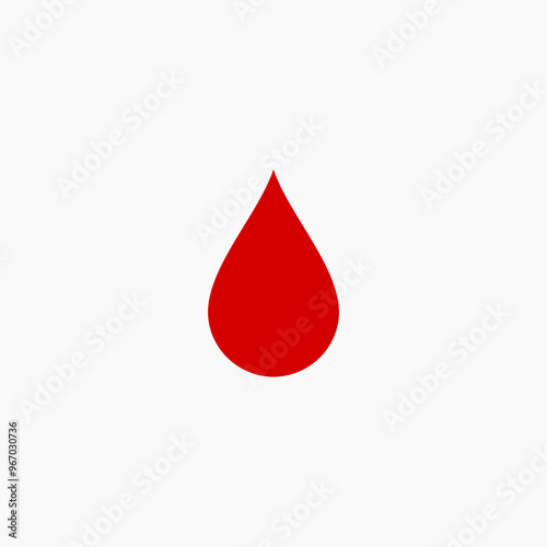 Red blood drop icon isolated on white background.