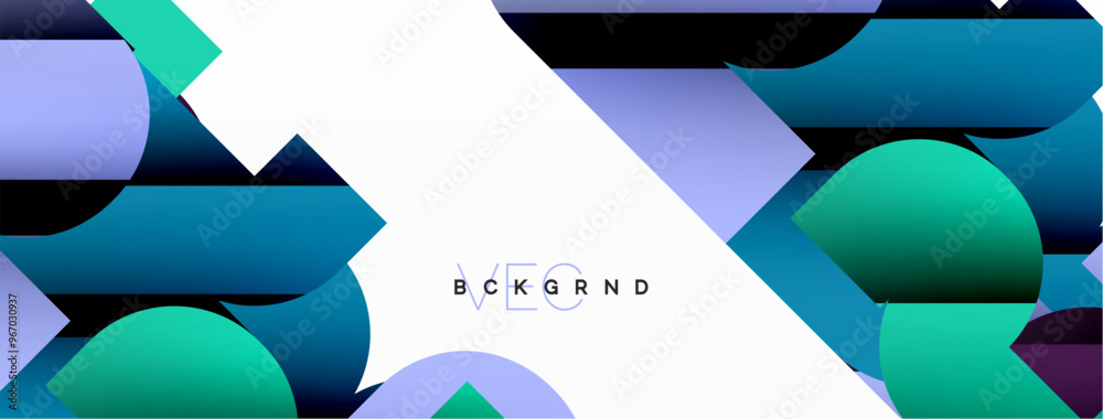 Colorful curve geometric shapes on white Colorful curve geometric shapes on white