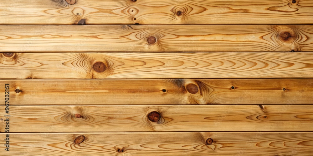 Naklejka premium Natural wood planks adorned with intriguing knots and subtle grain patterns create a visually appealing horizontal