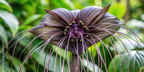 Unique high angle view of Bat Flower Extract from Tacca chantrieri photo