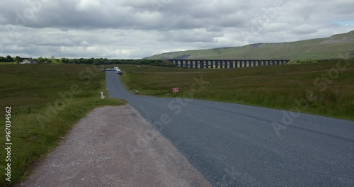 long shot of Ribblehead viaduct with Road centre frame. Carnforth photo