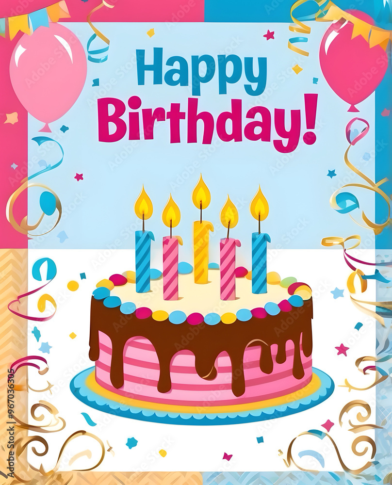 Minimalist Happy Birthday greeting card design Minimalist Happy Birthday greeting card design