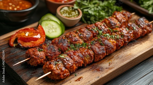 Turkish-language lula kebab spicy with vegetables