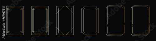 border frame of thin golden decoration frame set with vintage shape set