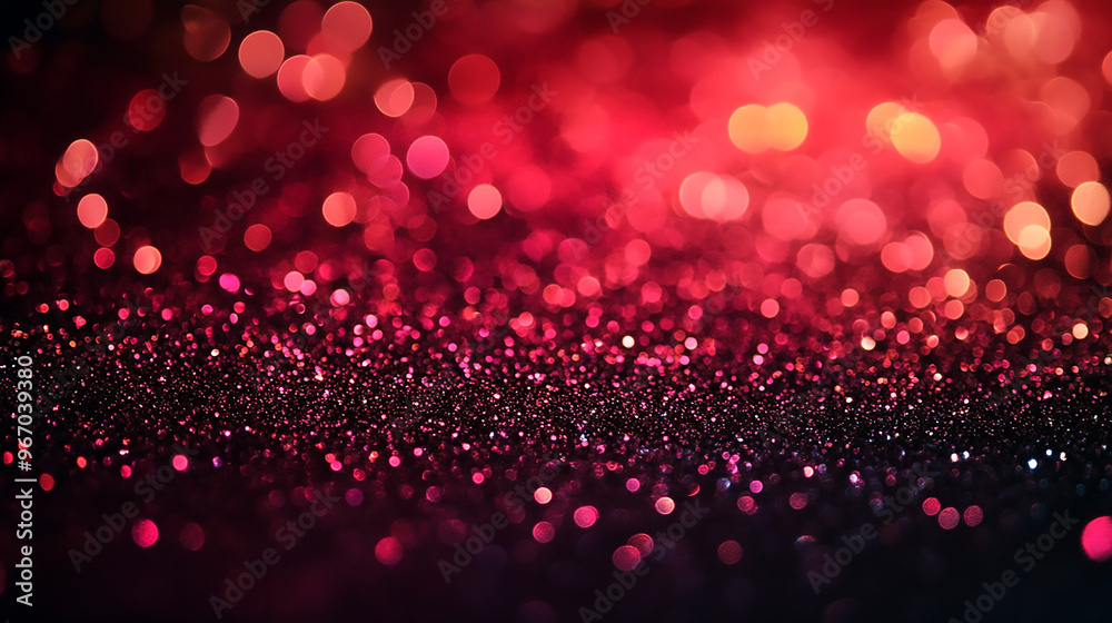 Red luxury glitter and bokeh particles, red bokeh background, holiday festival background