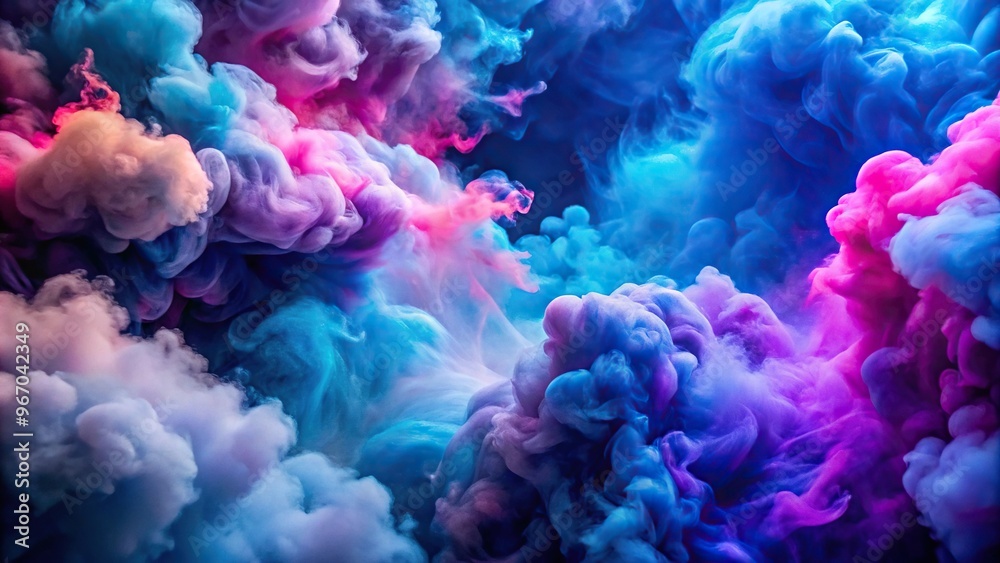 Obraz premium Vibrantly colored smoke clouds with intense and varied blue and purple hues