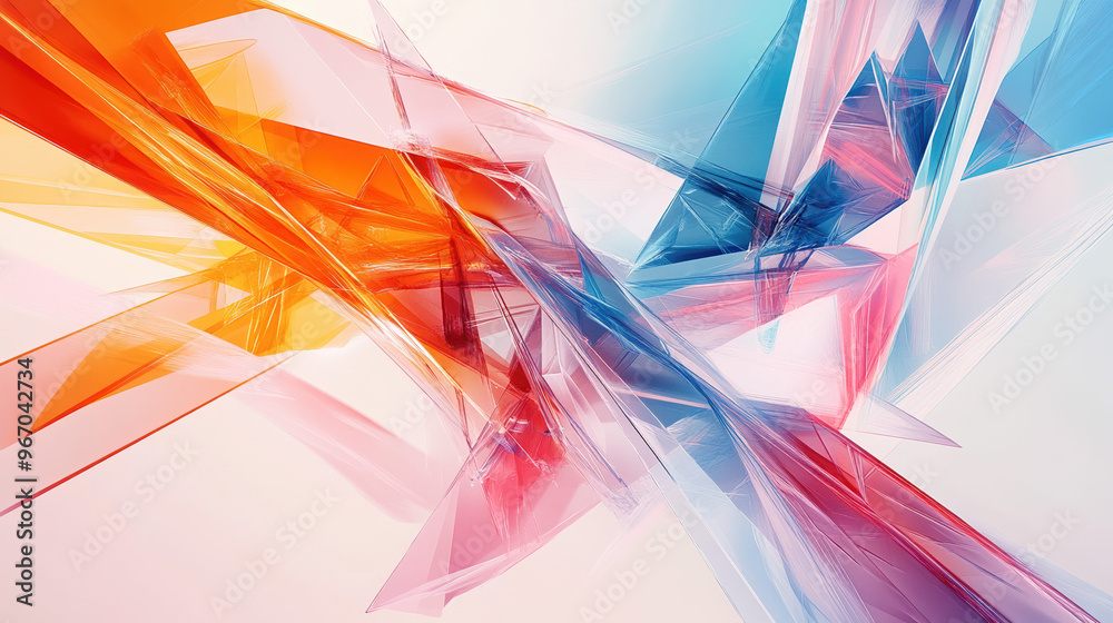 Abstract geometric digital designs on prisms geometric blue orange pink colorful