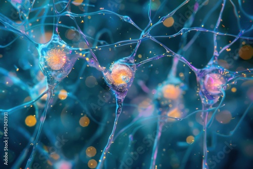 Synaptic Pruning: A close-up of synaptic pruning, where weaker synapses are eliminated to strengthen essential neural networks. photo