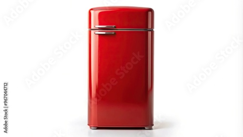 vintage red refrigerator isolated on white background