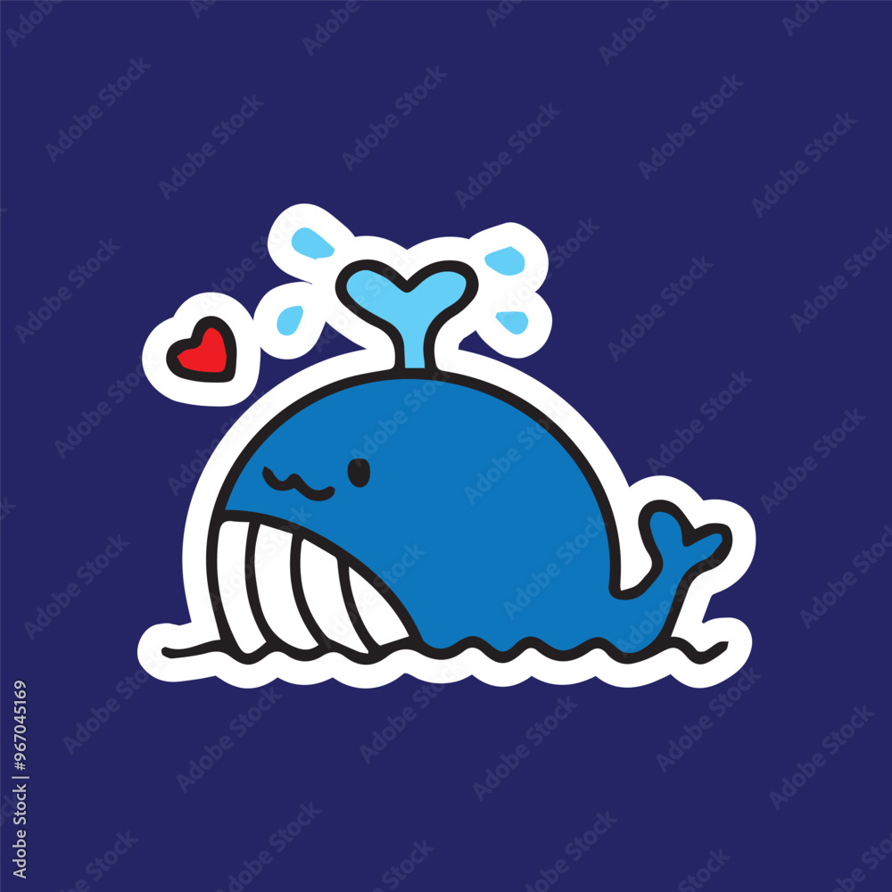 Animal icons blue whale in water love cute sticker cartoon character high quality vector for prints children cute adorable Animal icons blue whale in water love cute sticker cartoon character high quality vector for prints children cute adorable