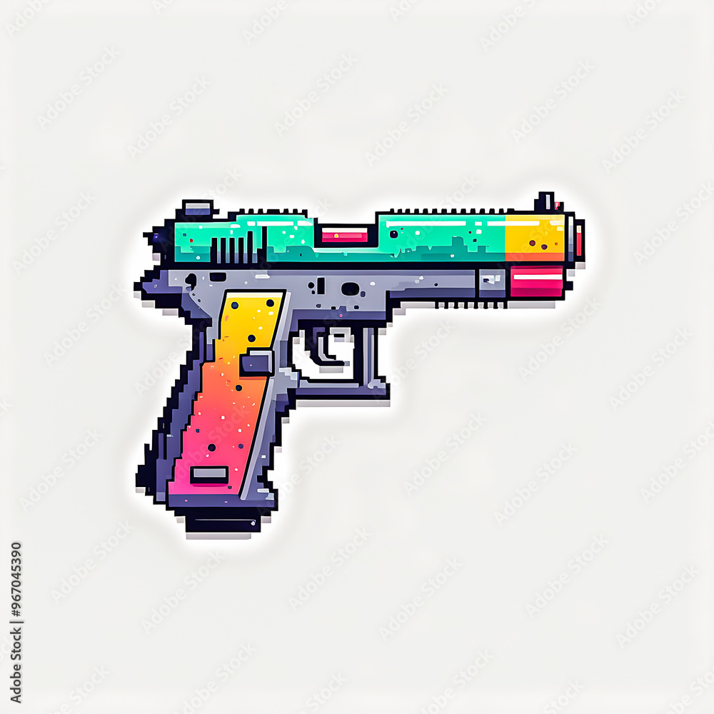 Illustration of Pixel art Gun on white background. Illustration of Pixel art Gun on white background.
