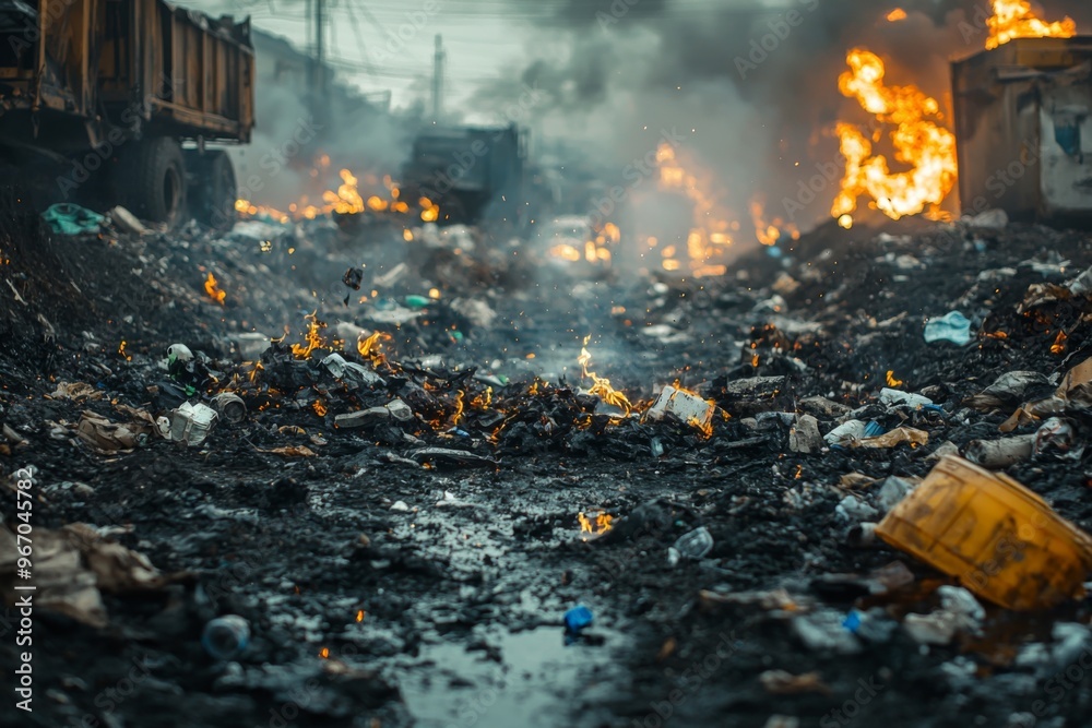 Obraz premium Waste landfill illustration created with Generative AI