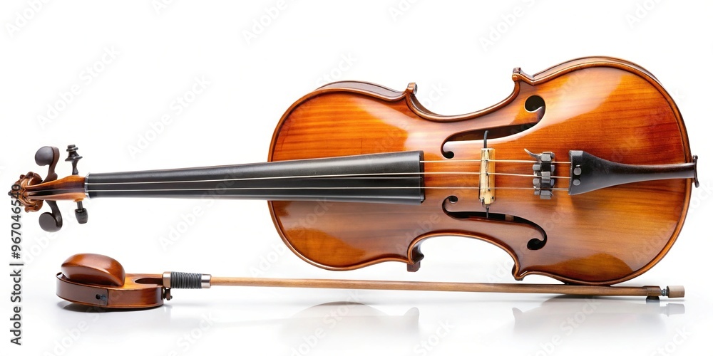 Violin and bow isolated on white background Violin and bow isolated on white background