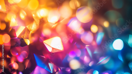 Abstract blurred color light spots lens glass or crystals flare bokeh