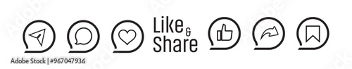 like and share on white background	