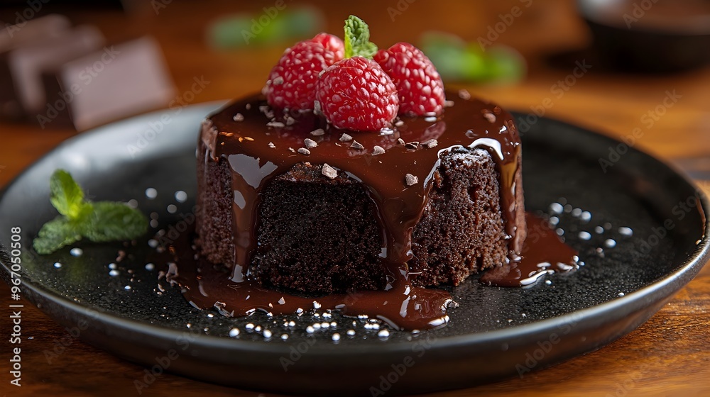 Decadent Chocolate Lava Cake with Oozing Molten Center and Warm Lighting Decadent Chocolate Lava Cake with Oozing Molten Center and Warm Lighting