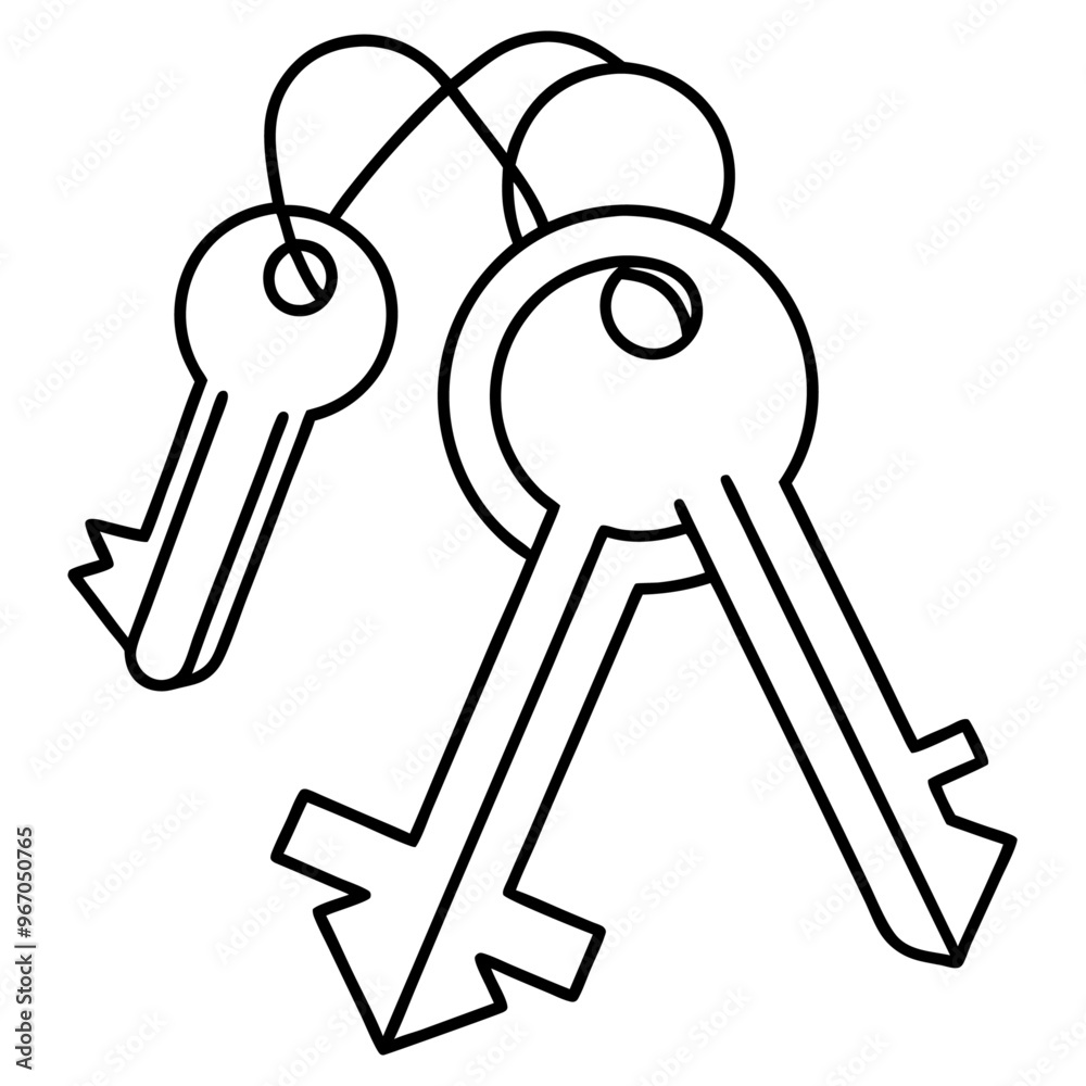 keys outline coloring book page line art illustration digital drawing keys outline coloring book page line art illustration digital drawing