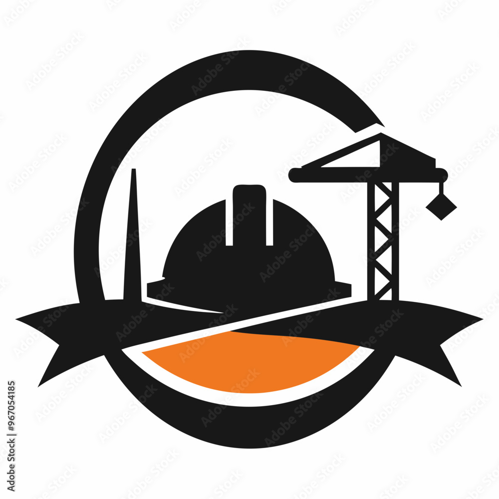 An elegant logo represents a construction An elegant logo represents a construction