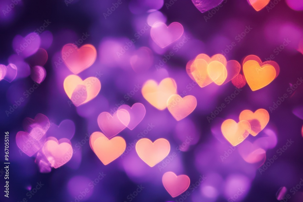 Purple Bokeh with Heart Shapes for Valentines Day Purple Bokeh with Heart Shapes for Valentines Day