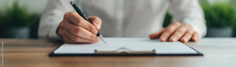 A person writing in a notebook, showcasing creativity and focus in a serene work environment with plants. A person writing in a notebook, showcasing creativity and focus in a serene work environment with plants.