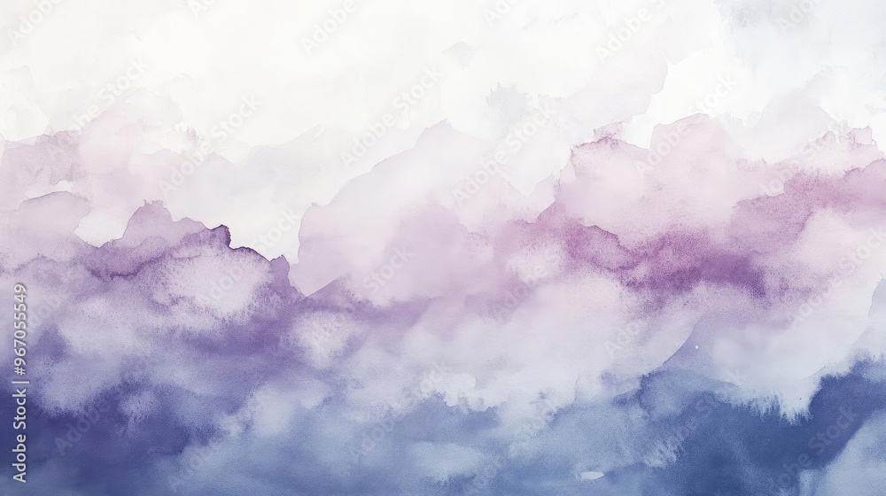 Fototapeta premium A serene watercolor abstract background featuring soft hues of purple and blue, perfect for calming designs.