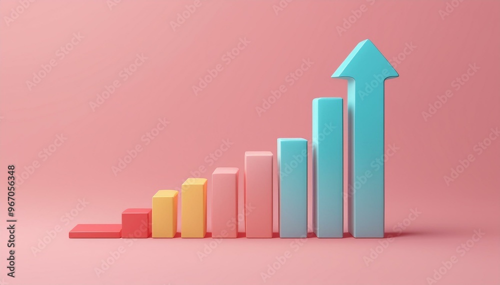 A colorful bar graph displaying growth trends, set against a soft pink background, symbolizing progress and success. A colorful bar graph displaying growth trends, set against a soft pink background, symbolizing progress and success.
