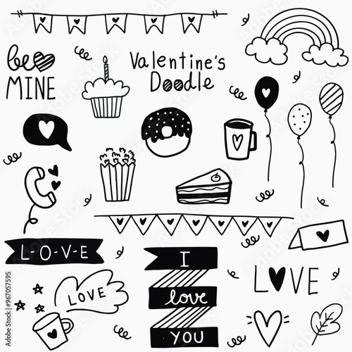 hand drawn party doodle happy birthday Ornaments