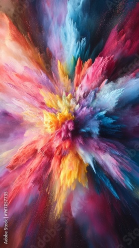 Wallpaper Mural Colorful explosion of vibrant powder forming abstract pattern Torontodigital.ca