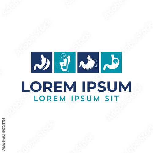 Adjustable Gastric Band, Roux-en-Y Gastric Bypass, Gastric Balloon, Laparoscopic Sleeve Gastrectomy, Weight Loss Surgery vector Illustration logo icon