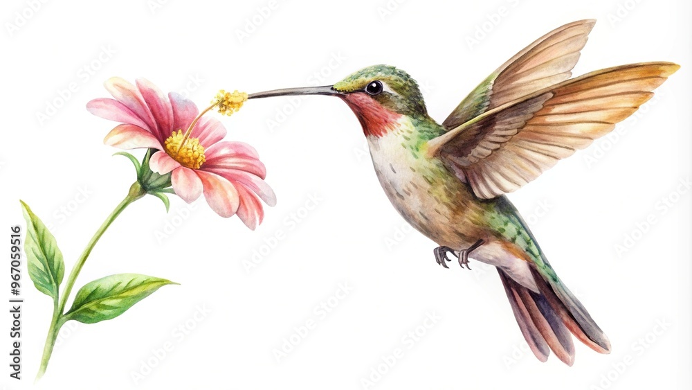 Fototapeta premium Watercolor painting of hummingbird