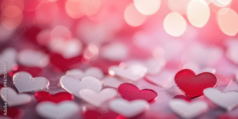 Translucent Red and White Hearts with Bokeh for Valentines Day Translucent Red and White Hearts with Bokeh for Valentines Day