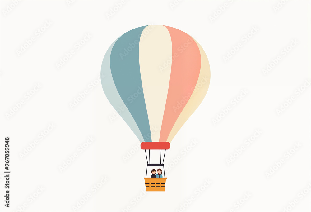 Obraz premium Vector of a hot air balloon in pastel colors. 