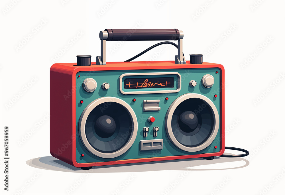 Icon of a retro boombox against white plain background
Icon of a retro boombox against white plain background