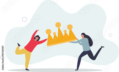 Staff conflict or employee argument, fighting for job promotion or jealousy colleague concept.flat design with people.