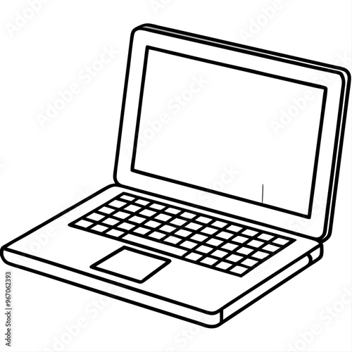 laptop outline coloring book page line art illustration digital drawing