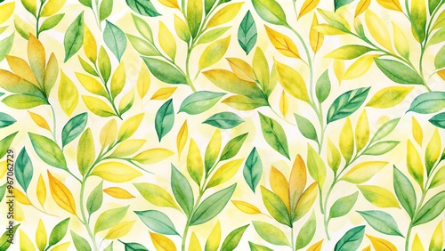Wallpaper Mural Watercolor seamless patterns background of yellow and green leafs Torontodigital.ca