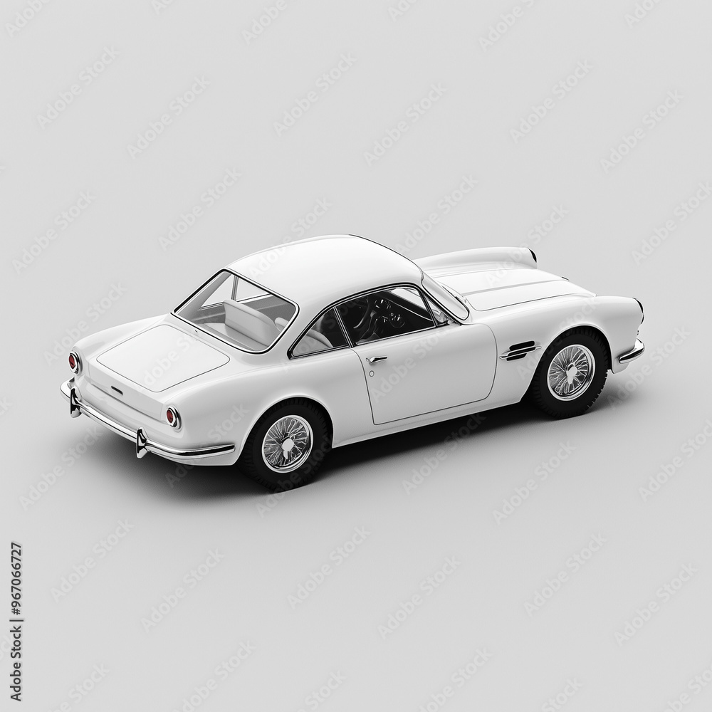 3D render of a detailed miniature car model isolated on a white background 3D render of a detailed miniature car model isolated on a white background