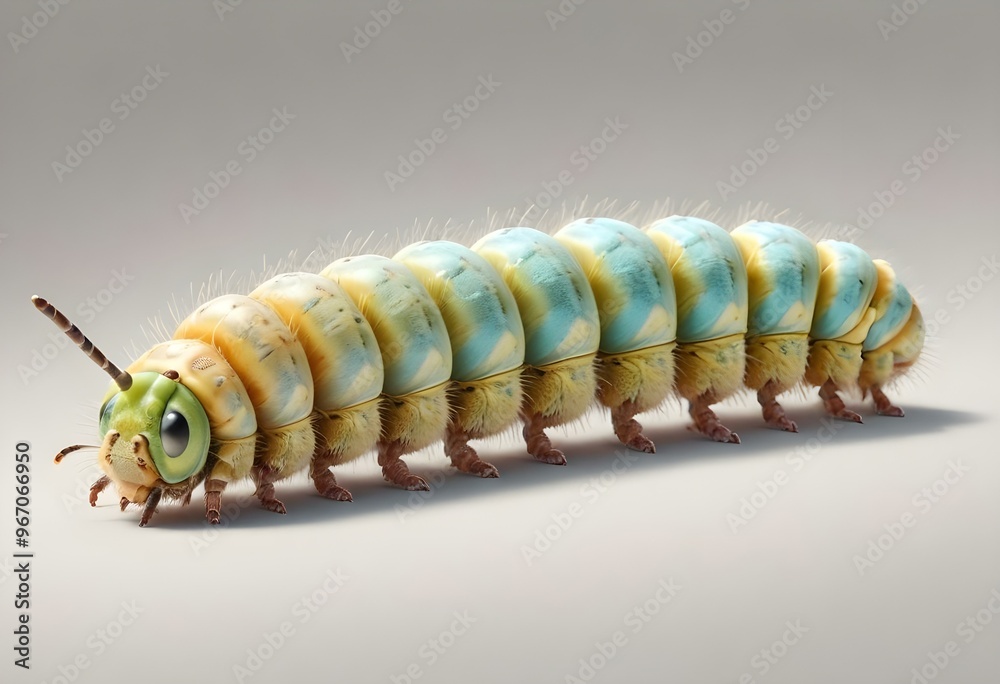 Closeup shot of a caterpillar on a nutritional plant or Colour Backgrounds Closeup shot of a caterpillar on a nutritional plant or Colour Backgrounds