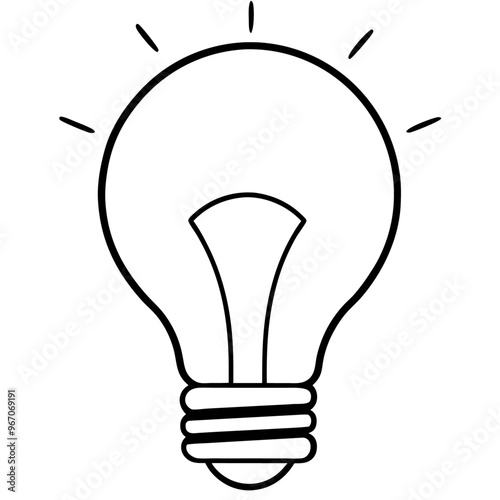 lightbulb outline coloring book page line art illustration digital drawing