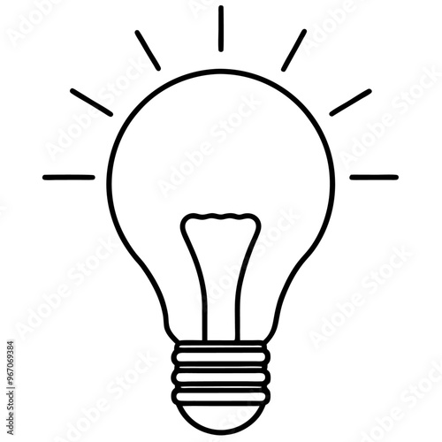 lightbulb outline coloring book page line art illustration digital drawing