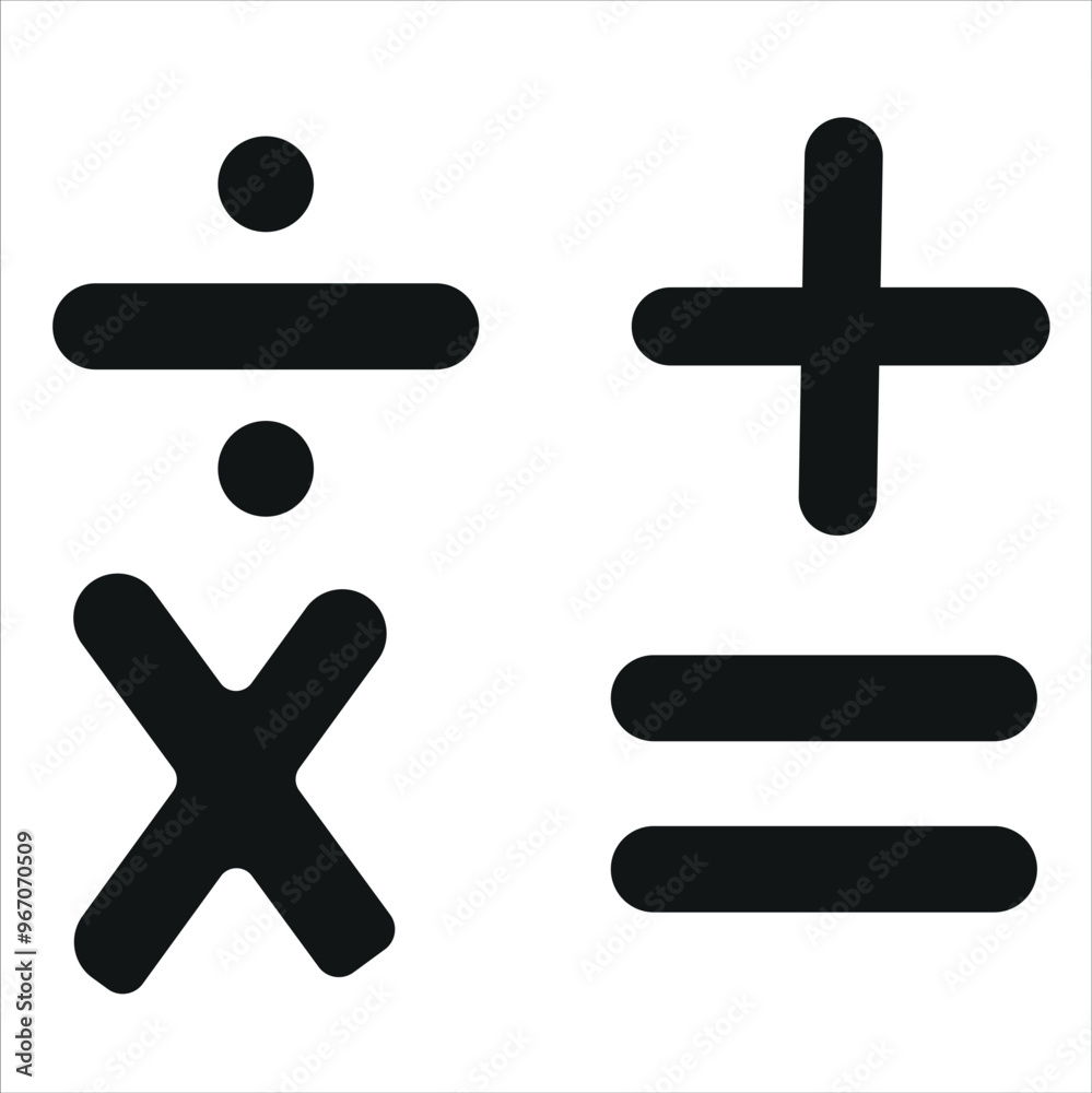 Calculator symbol collection. Mathematic symbol set. Math sign icons. Vector isolated illustration. Calculator symbol collection. Mathematic symbol set. Math sign icons. Vector isolated illustration.