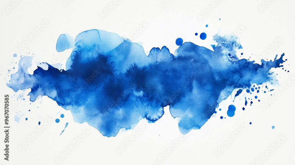 Blue watercolor big blot spread to the light background Blue watercolor big blot spread to the light background