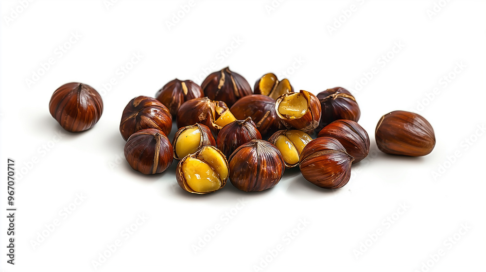 Obraz premium roastet chestnuts an isolated white background