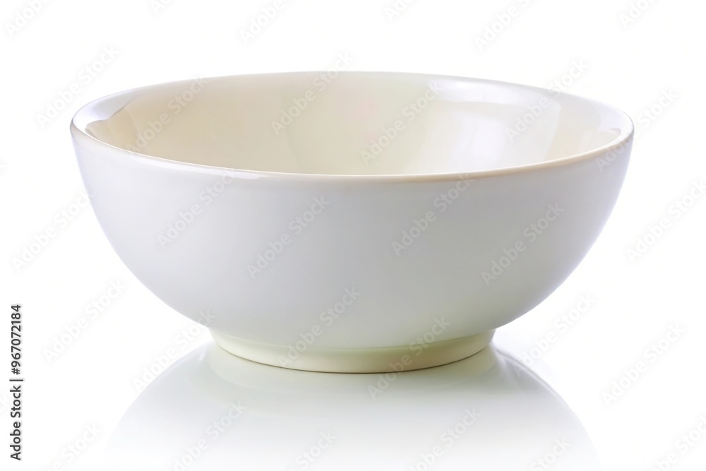 White ceramic bowl isolated on white background with shallow depth of field