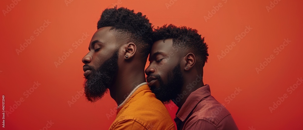African american gay couple celebrating Valentine day African american gay couple celebrating Valentine day