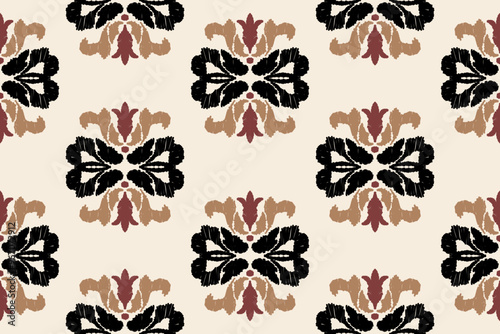 Hand-made Ikat floral embroidery. Traditional Ikat oriental motifs. Perfect for backgrounds, curtains, rugs, wallpapers, clothing, wrappings and batik.