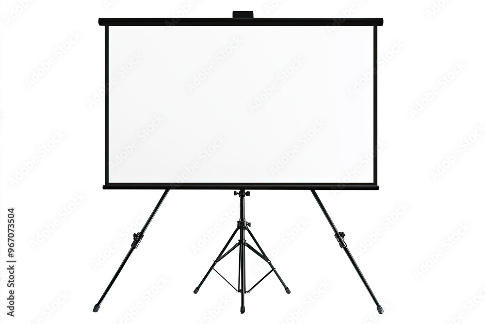 Projector white screen on tripod isolated on white background with clipping path Projector white screen on tripod isolated on white background with clipping path