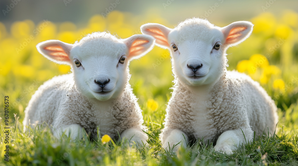 Cute lambs in spring Cute lambs in spring