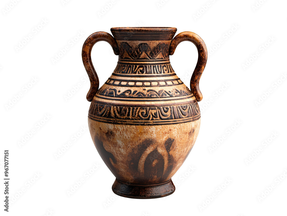 a brown and black vase with two handles a brown and black vase with two handles