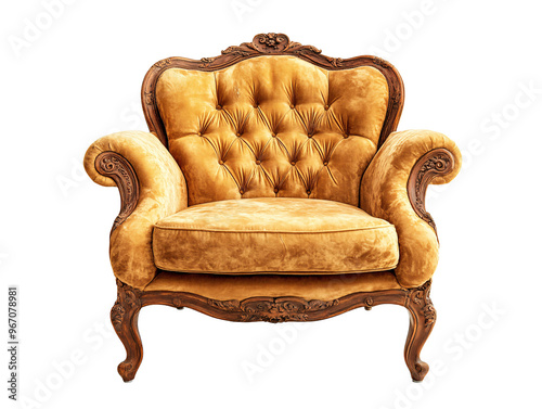 a yellow chair with wooden legs